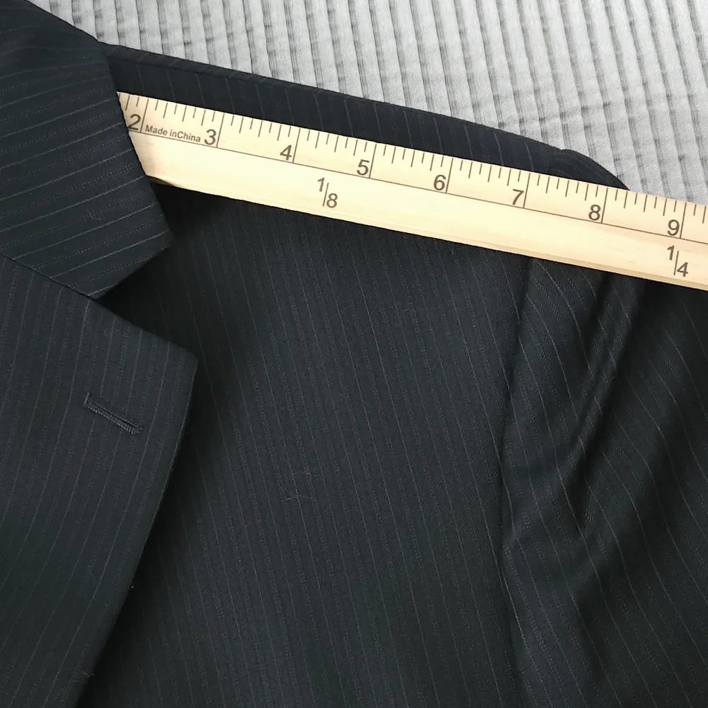 Michael Kors 42L Black Pinstripe Wool‎ Blazer Men's Suit Jacket Long Business
